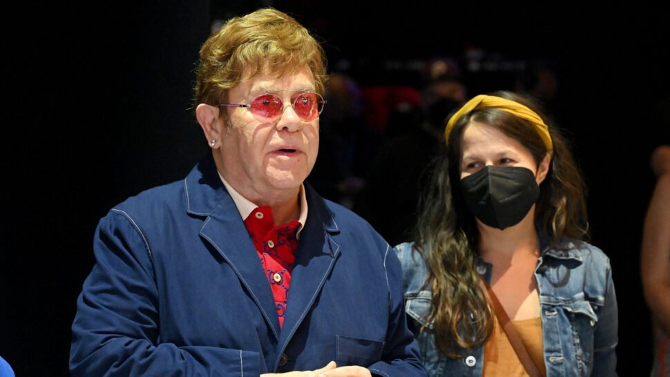 Elton-John-with-lyricist-Shaina-Taub-after-the-evening-performance-of-22The-Devil-Wears-Prada-The-Musical22-at-the-James-M.-Nederlander-Theatre-on-August-03-2022-in-Chicago-Illinois